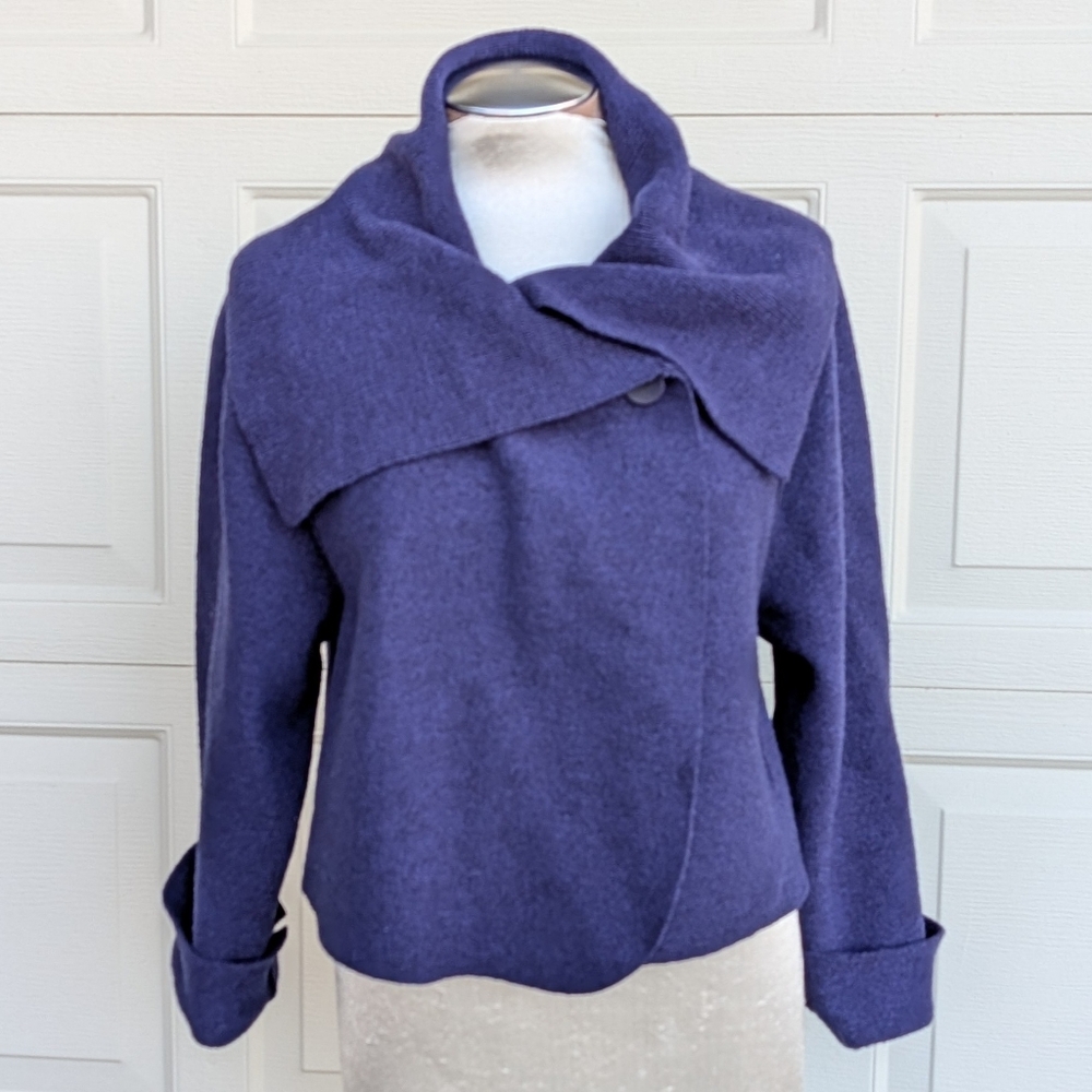 OSKA purpley blue boiled wool boxy sweater jacket 1 S M